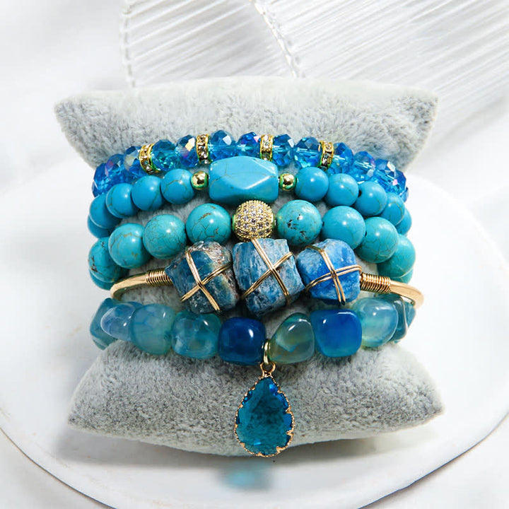 Ensemble de bracelets à 5 rangs de perles en œil de tigre Olivenorma