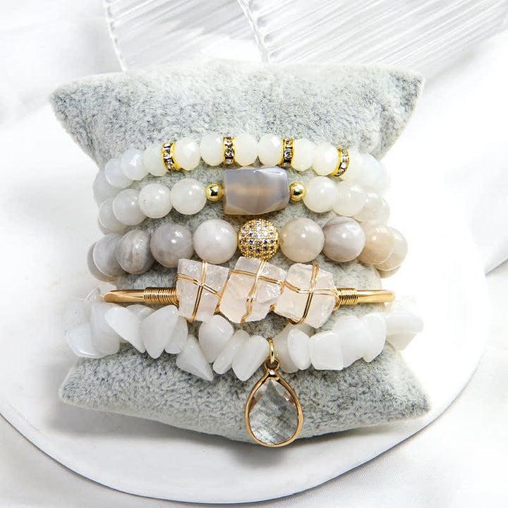 Ensemble de bracelets à 5 rangs de perles en œil de tigre Olivenorma