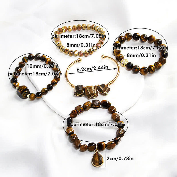 Ensemble de bracelets à 5 rangs de perles en œil de tigre Olivenorma