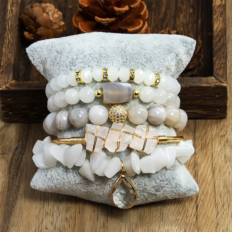 Ensemble de bracelets à 5 rangs de perles en œil de tigre Olivenorma