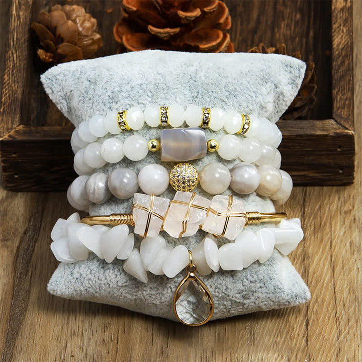 Ensemble de bracelets à 5 rangs de perles en œil de tigre Olivenorma