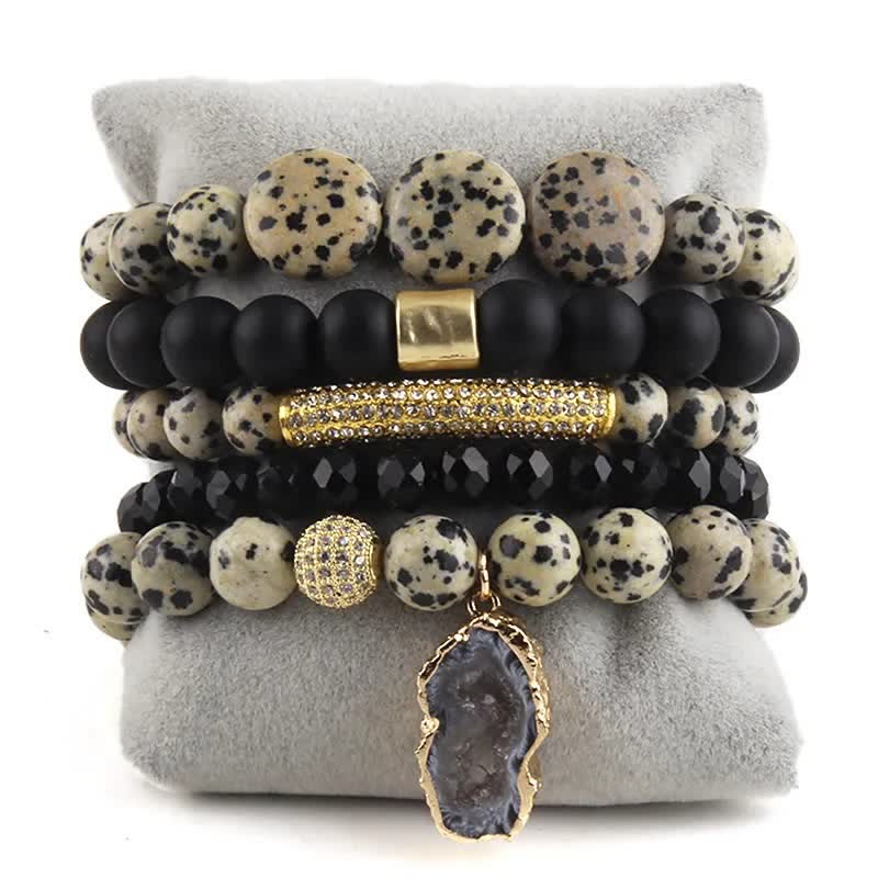 Ensemble de bracelets en métal et perles de cristal à 5 couches Olivenorma