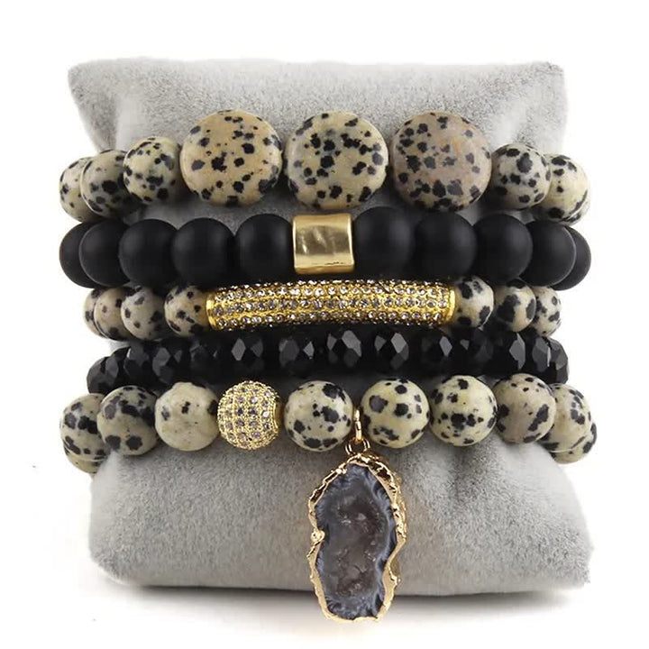 Ensemble de bracelets en métal et perles de cristal à 5 couches Olivenorma
