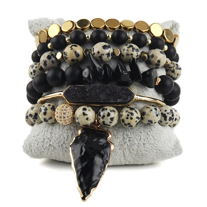 Ensemble de bracelets et accessoires en métal avec perles de cristal Olivenorma