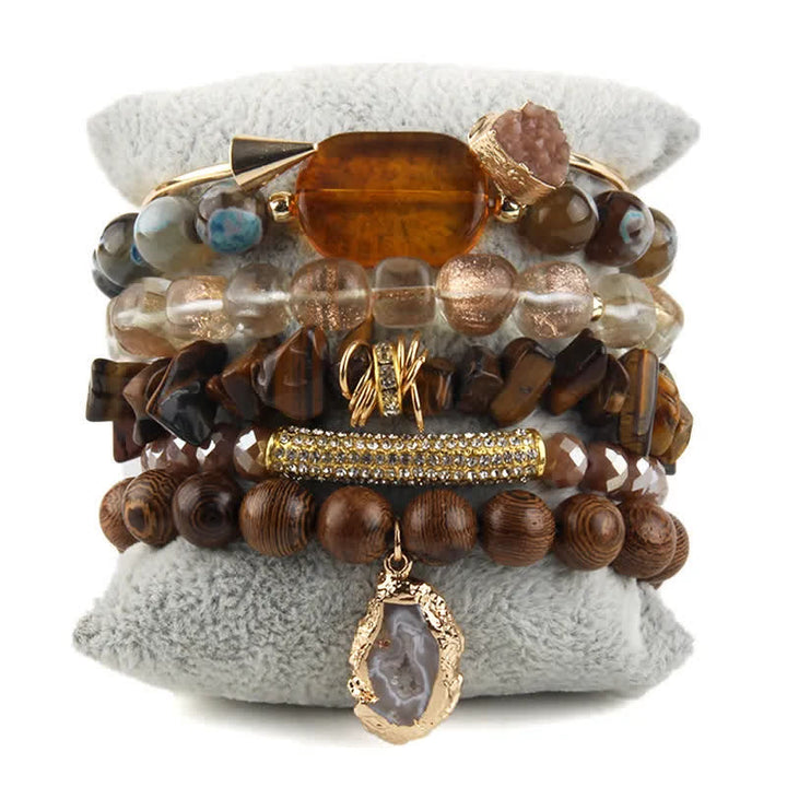 Ensemble de bracelets et accessoires en métal avec perles de cristal Olivenorma