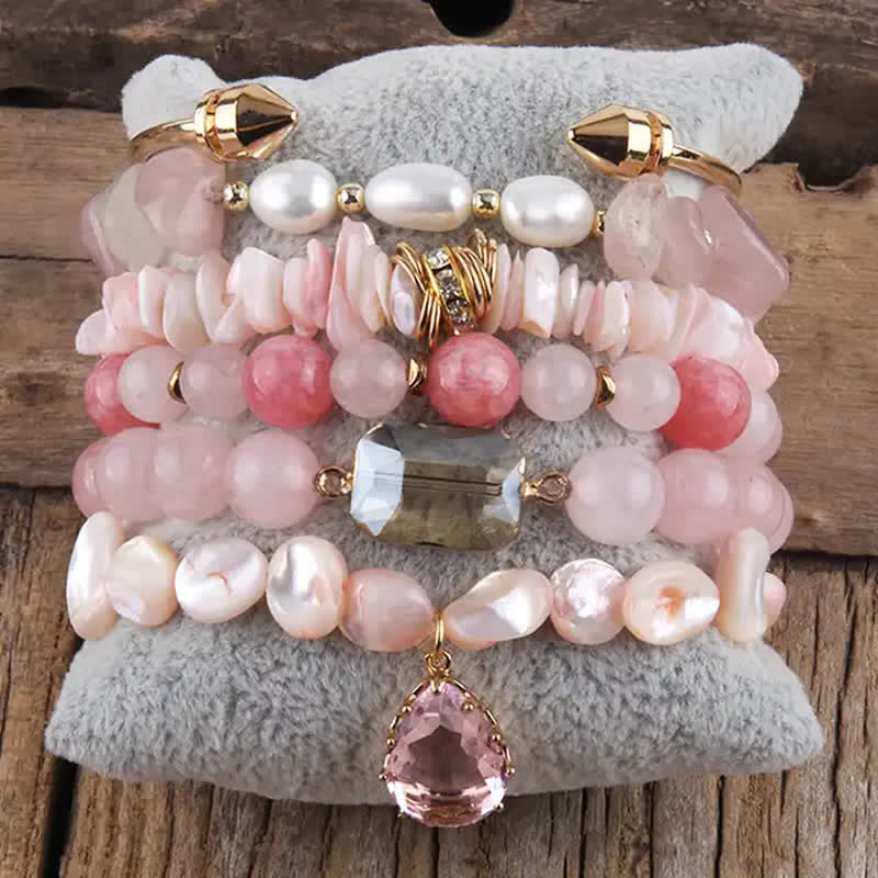 Ensemble de bracelets et accessoires en métal avec perles de cristal Olivenorma