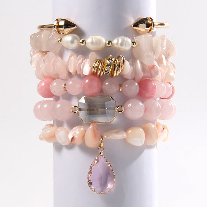 Ensemble de bracelets et accessoires en métal avec perles de cristal Olivenorma