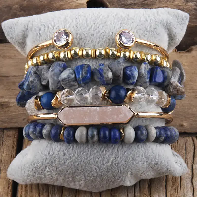 Ensemble de bracelets et accessoires en métal avec perles de cristal Olivenorma