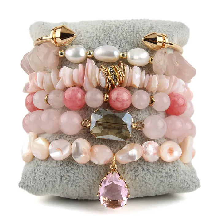 Ensemble de bracelets et accessoires en métal avec perles de cristal Olivenorma