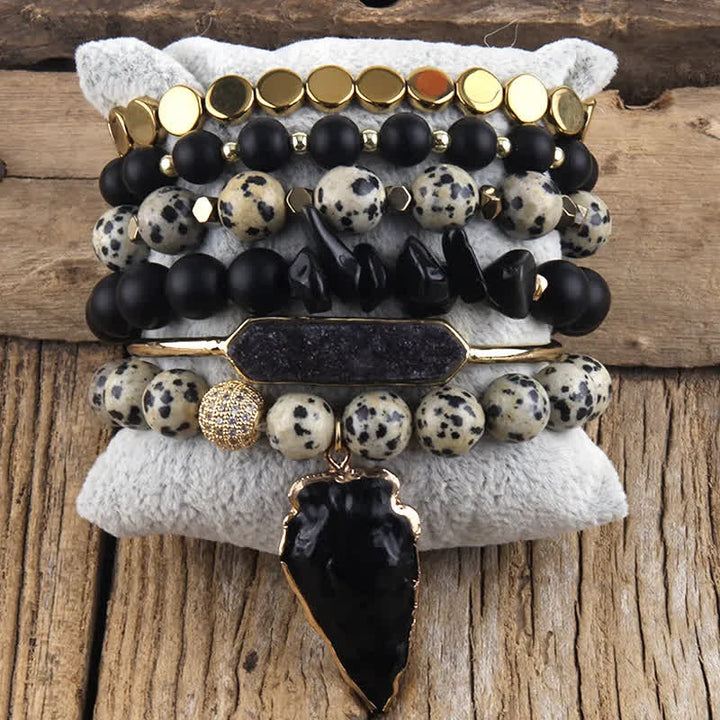 Ensemble de bracelets et accessoires en métal avec perles de cristal Olivenorma