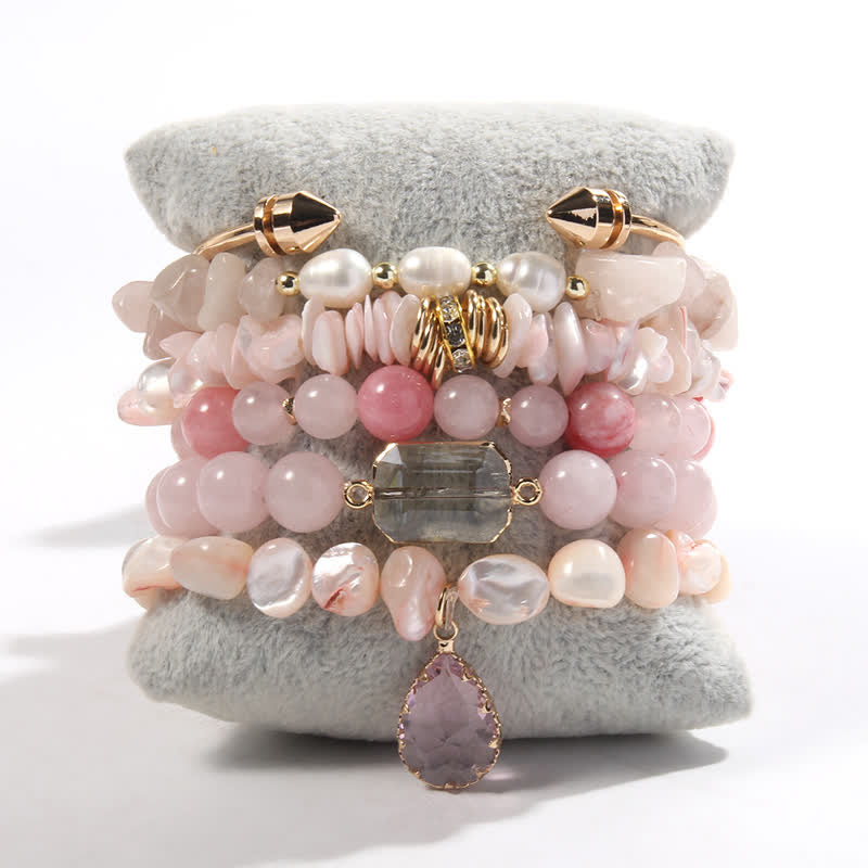 Ensemble de bracelets et accessoires en métal avec perles de cristal Olivenorma