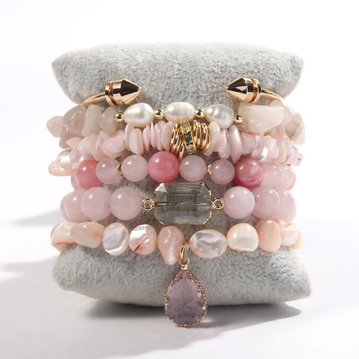 Ensemble de bracelets et accessoires en métal avec perles de cristal Olivenorma