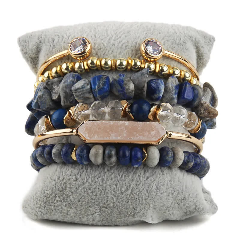 Ensemble de bracelets et accessoires en métal avec perles de cristal Olivenorma