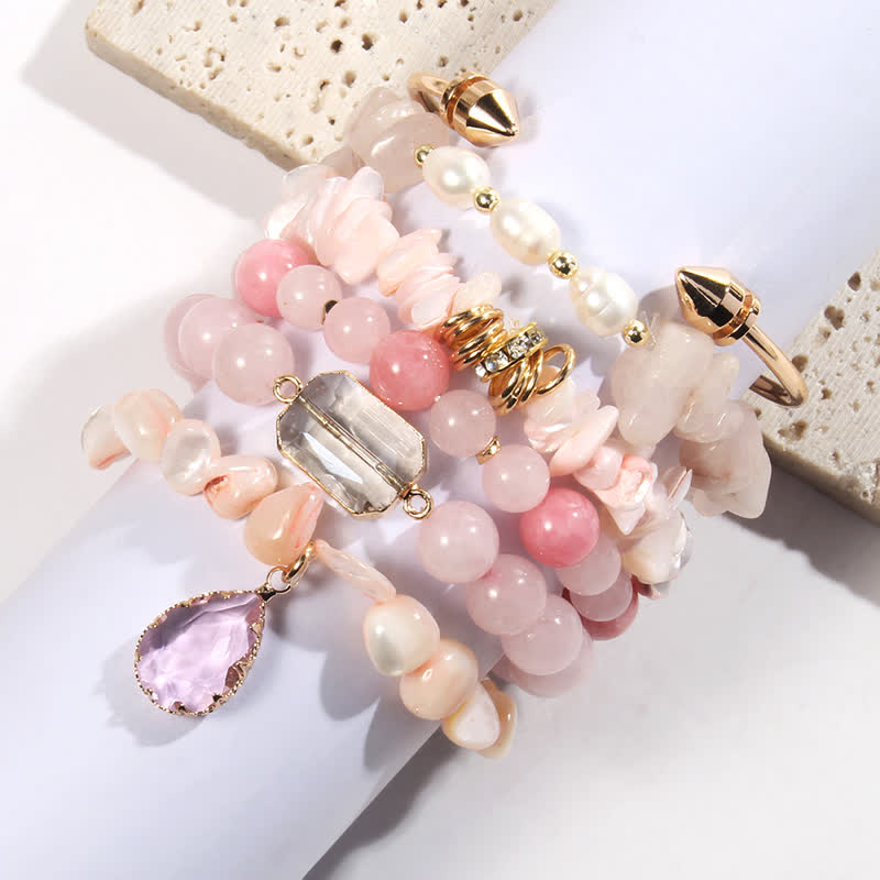 Ensemble de bracelets et accessoires en métal avec perles de cristal Olivenorma