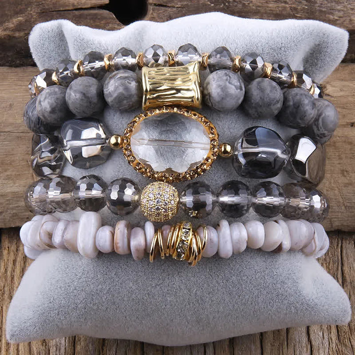 Ensemble de bracelets à 5 couches de perles en cristal Olivenorma