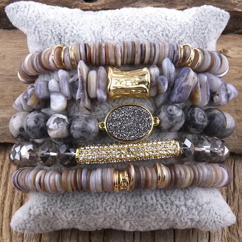 Ensemble de bracelets à 5 couches de perles en cristal Olivenorma