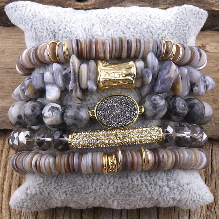 Ensemble de bracelets à 5 couches de perles en cristal Olivenorma