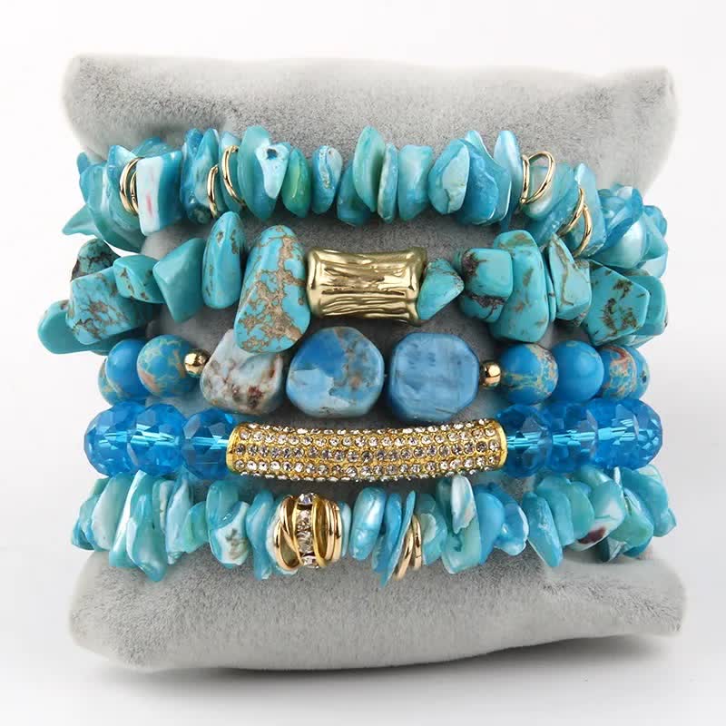 Ensemble de bracelets à 5 couches de perles en cristal Olivenorma