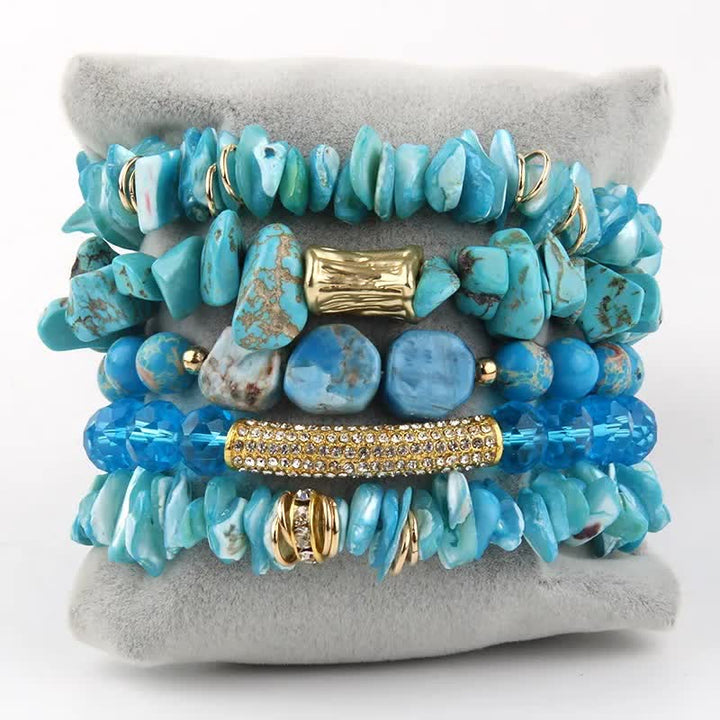Ensemble de bracelets à 5 couches de perles en cristal Olivenorma