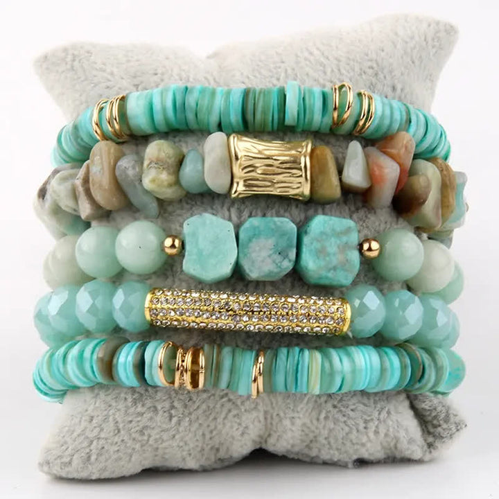 Ensemble de bracelets à 5 couches de perles en cristal Olivenorma