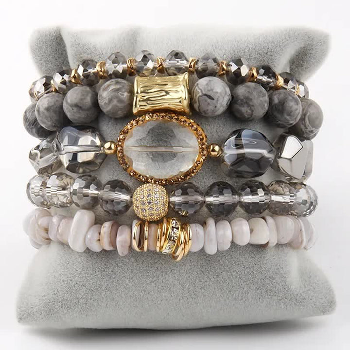 Ensemble de bracelets à 5 couches de perles en cristal Olivenorma