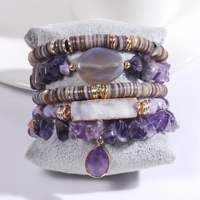 Ensemble de bracelets à 5 couches de perles en cristal Olivenorma