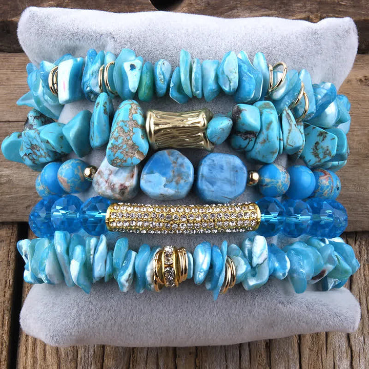 Ensemble de bracelets à 5 couches de perles en cristal Olivenorma