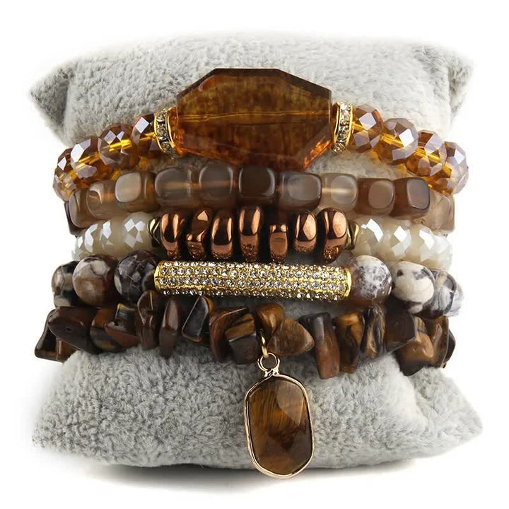 Ensemble de bracelets et accessoires en métal avec perles d'aventurine verte Olivenorma