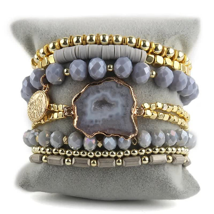 Ensemble de bracelets et accessoires en métal avec perles d'aventurine verte Olivenorma