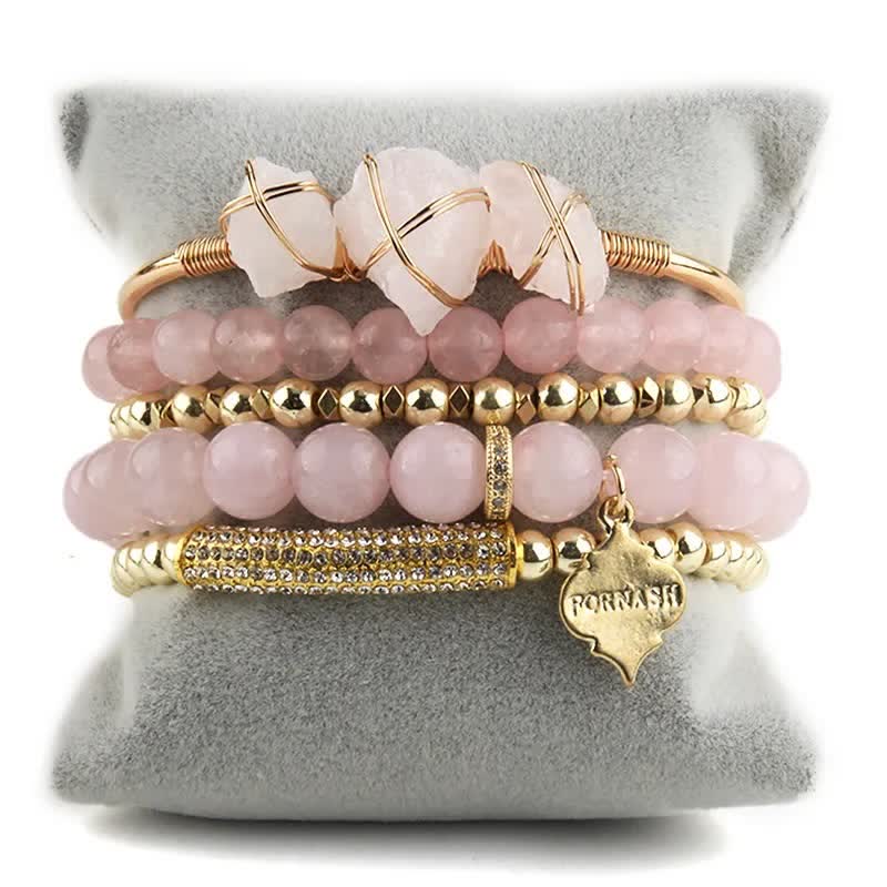 Ensemble de bracelets et accessoires en métal avec perles d'aventurine verte Olivenorma