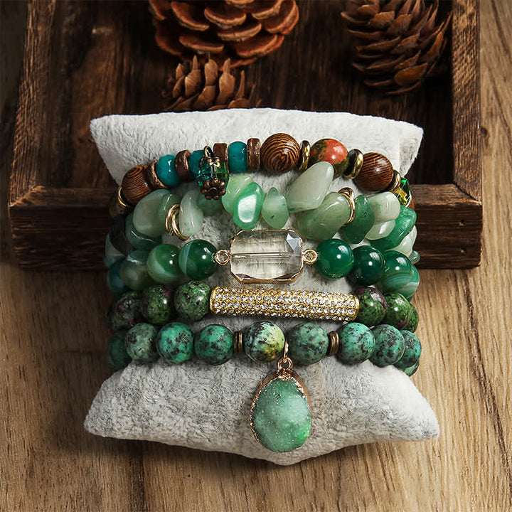 Ensemble de bracelets à 5 rangs de perles avec pendentif mauvais œil Olivenorma