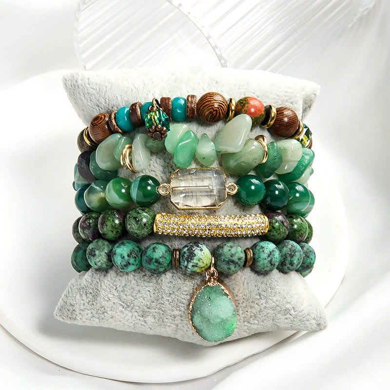Ensemble de bracelets à 5 rangs de perles avec pendentif mauvais œil Olivenorma