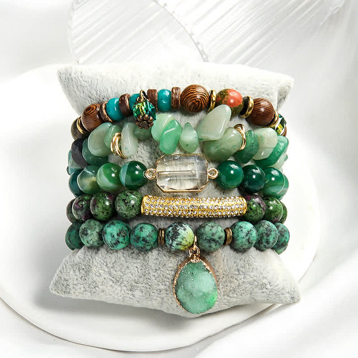 Ensemble de bracelets à 5 rangs de perles avec pendentif mauvais œil Olivenorma