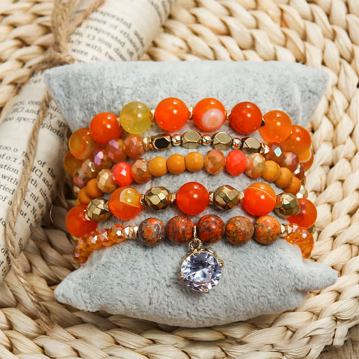 Ensemble de bracelets à 5 rangs de perles avec pendentif mauvais œil Olivenorma