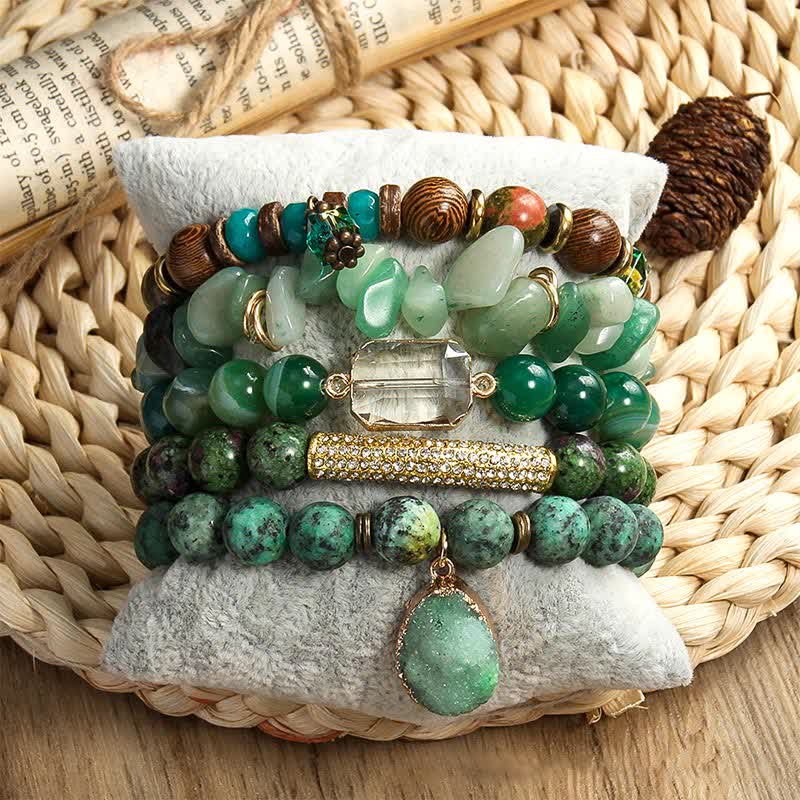 Ensemble de bracelets à 5 rangs de perles avec pendentif mauvais œil Olivenorma