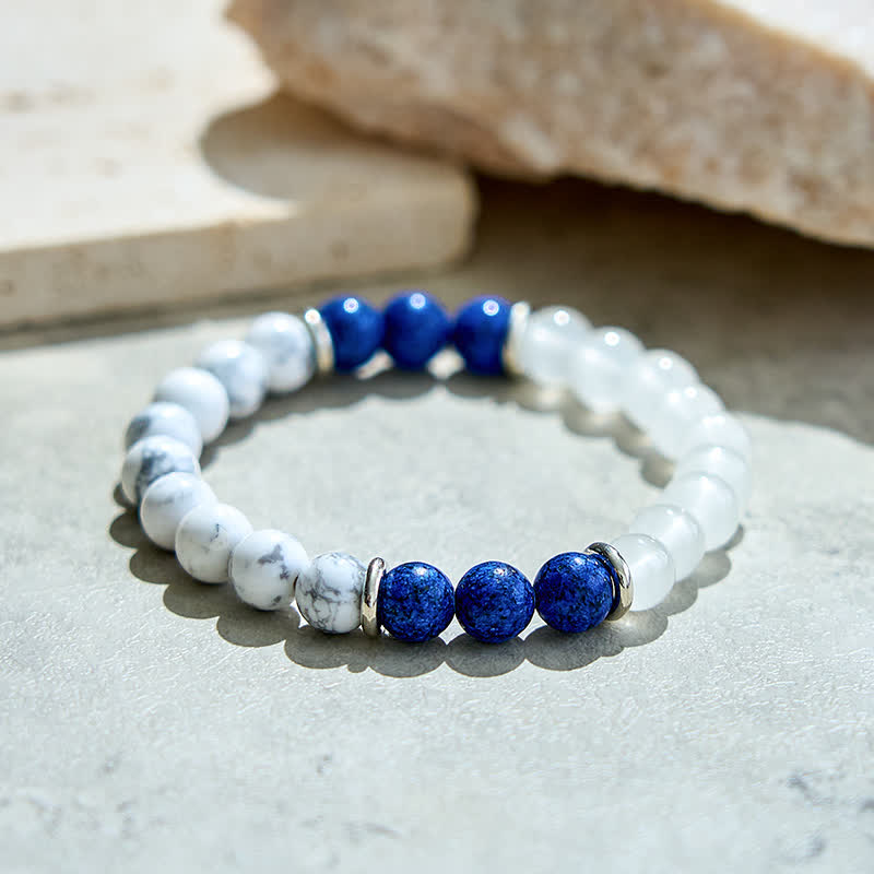 Bracelet en perles de cristal transparent lapis-lazuli Olivenorma