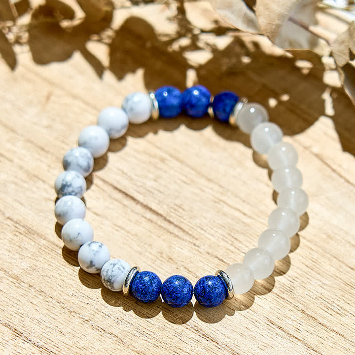 Bracelet en perles de cristal transparent lapis-lazuli Olivenorma