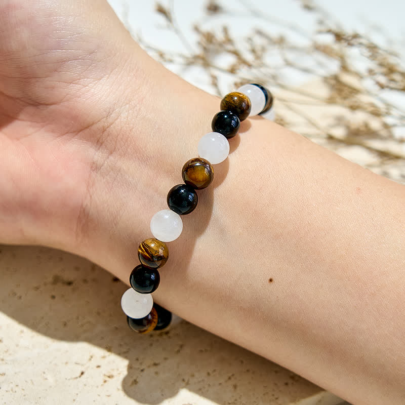 Bracelet en perles de cristal transparent en obsidienne œil de tigre Olivenorma