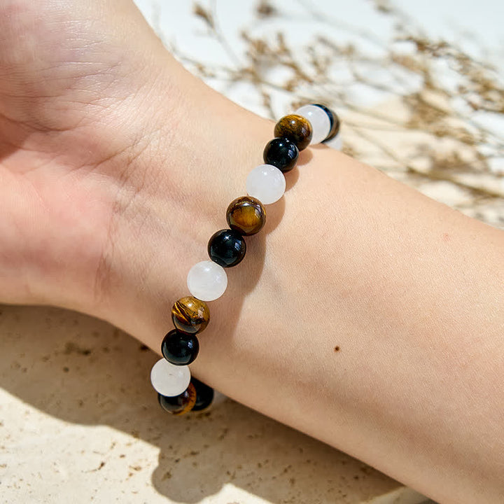 Bracelet en perles de cristal transparent en obsidienne œil de tigre Olivenorma