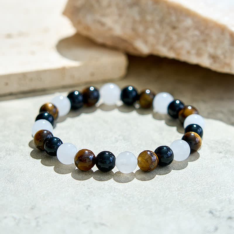 Bracelet en perles de cristal transparent en obsidienne œil de tigre Olivenorma