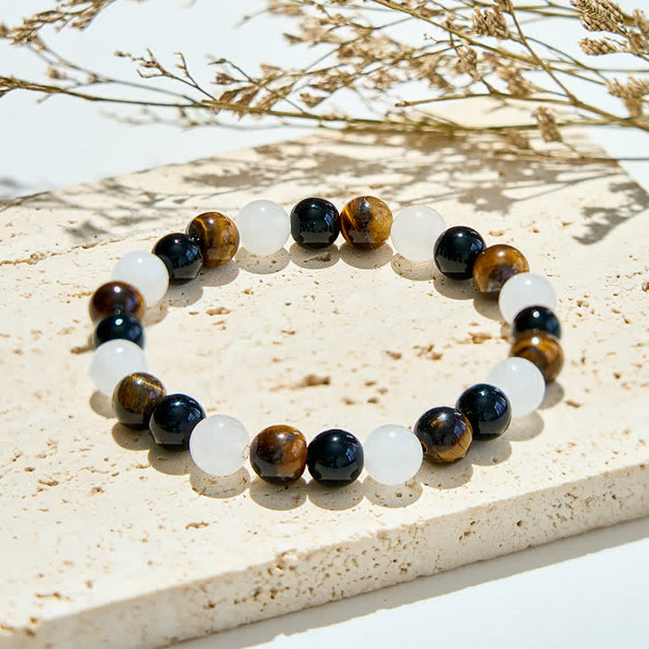 Bracelet en perles de cristal transparent en obsidienne œil de tigre Olivenorma