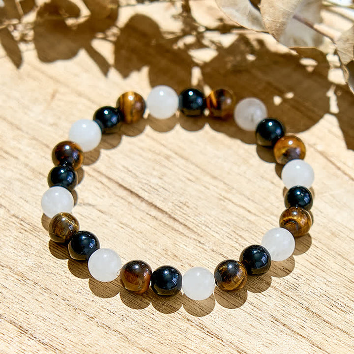 Bracelet en perles de cristal transparent en obsidienne œil de tigre Olivenorma