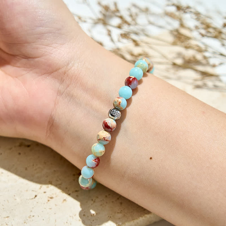 Bracelet en perles de quartz fraise agalmatolite naturel Olivenorma