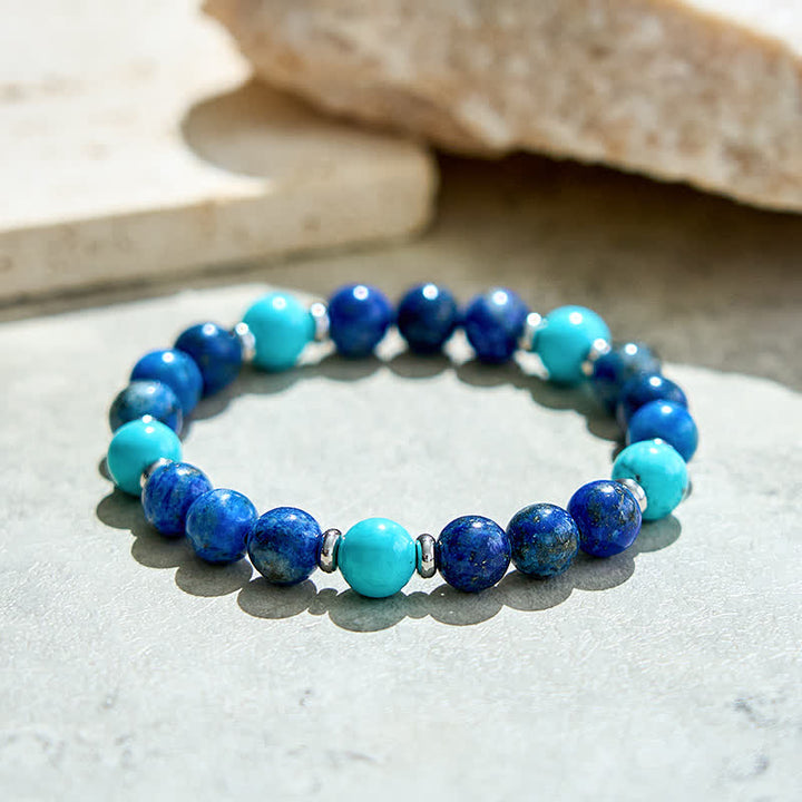 Bracelet en perles de lapis-lazuli turquoise naturelles Olivenorma