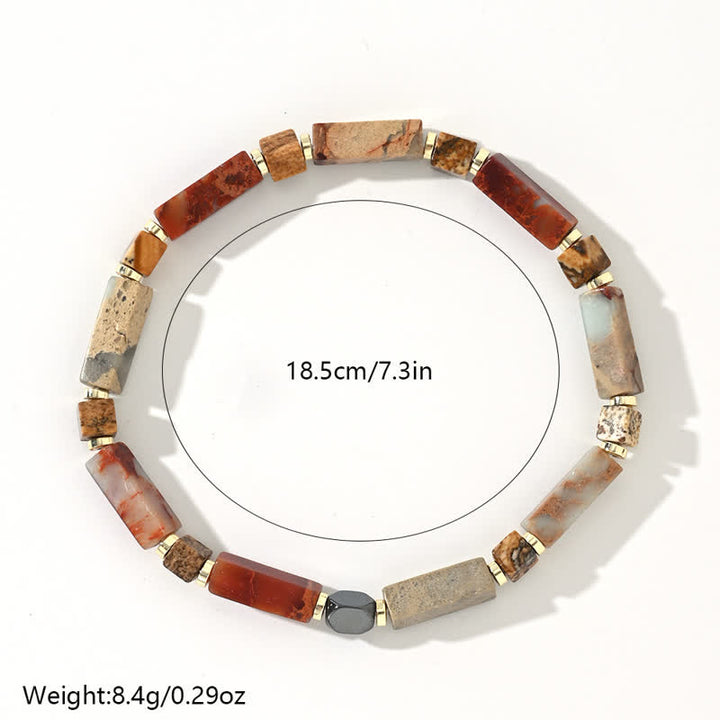 Bracelet en perles d'agalmatolite naturelles à longues bandes Olivenorma