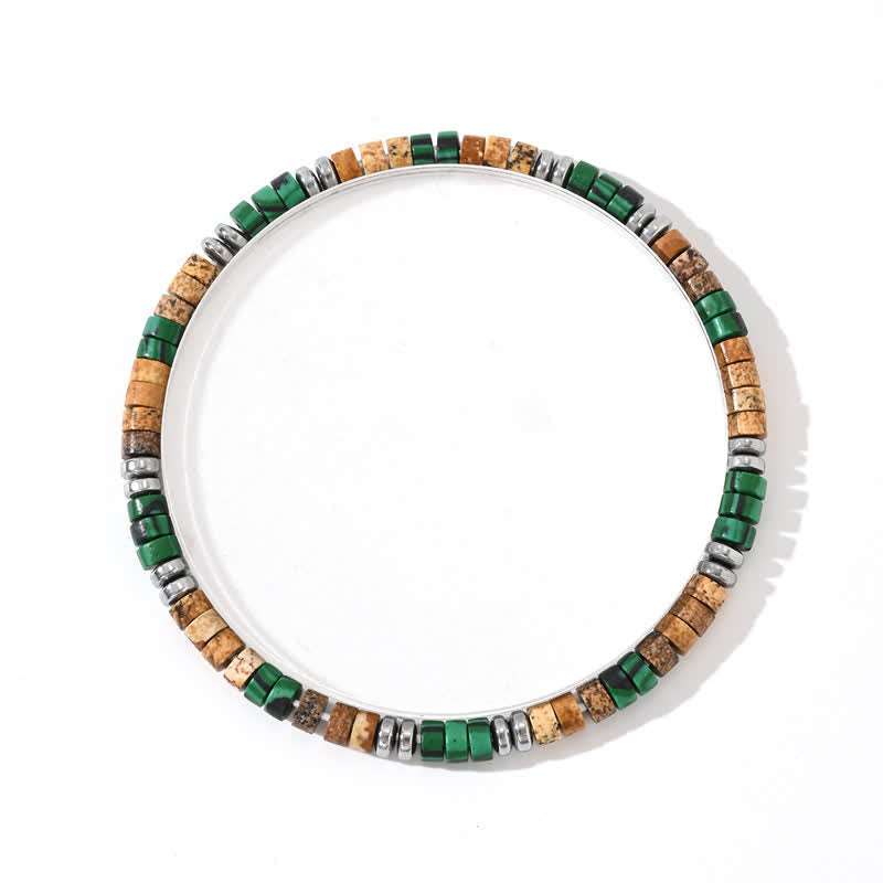 Bracelet en perles d'onyx noir, d'hématite et de malachite naturelle Olivenorma