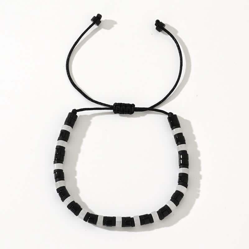 Bracelet en perles d'obsidienne en cristal transparent en forme de rouleau Olivenorma