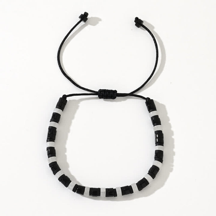 Bracelet en perles d'obsidienne en cristal transparent en forme de rouleau Olivenorma