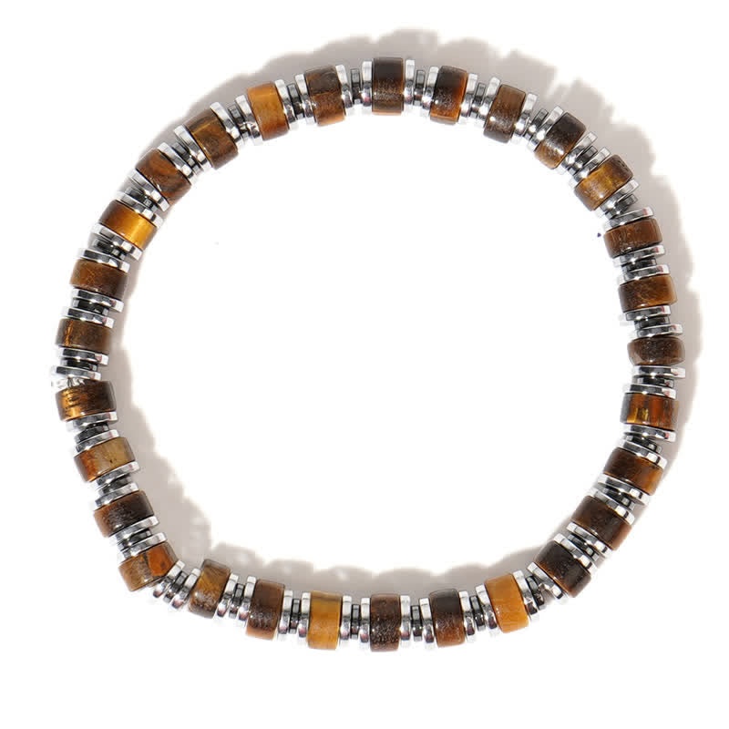 Bracelet Olivenorma en perles de rhodochrosite et pierre de soleil œil de tigre