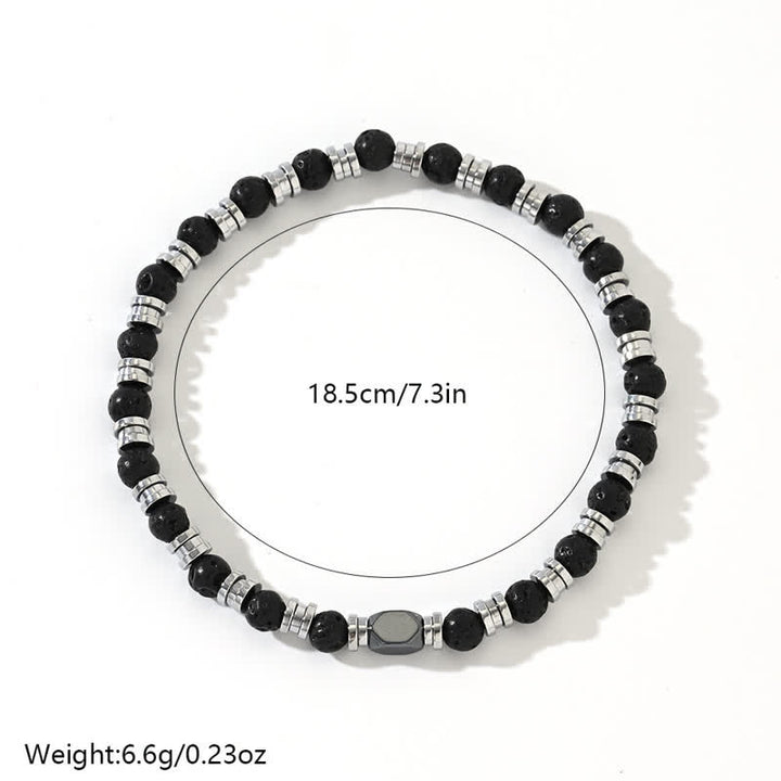 Bracelet en perles d'hématite en pierre de lave naturelle Olivenorma
